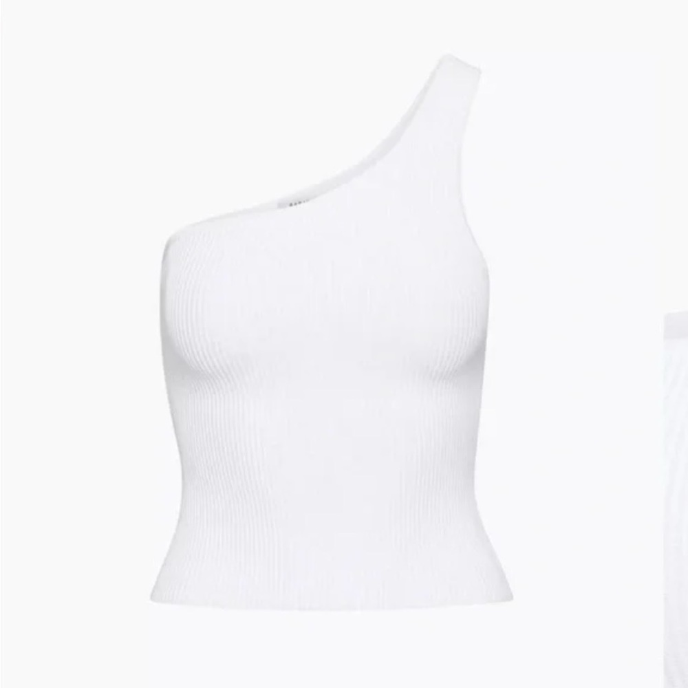 Aritzia Babaton Sculpt Knit One-Shoulder Tank in White Size XS